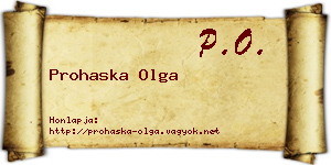 Prohaska Olga névjegykártya
